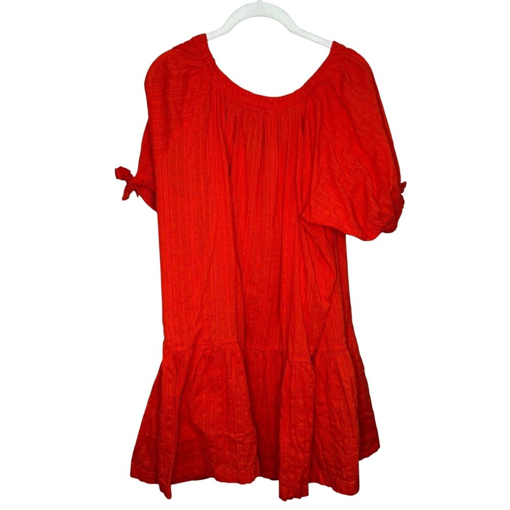 Cleobella Emmeline Dress Size XS Red Organic Cotton Puff Sleeve Button Mini Boho - Picture 8 of 8